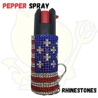 CH-31USA CHEETAH PEPPER SPRAY USA Flag Rhinestones image