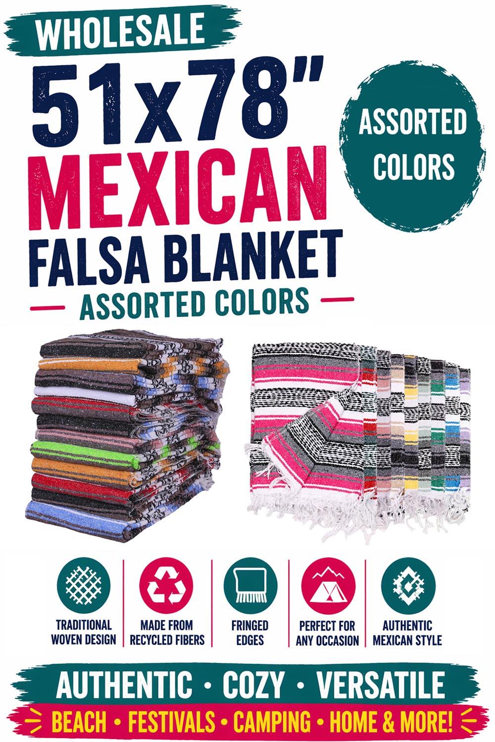 Mexican Falsa Blanket 18 Assorted Colors 51x78" image