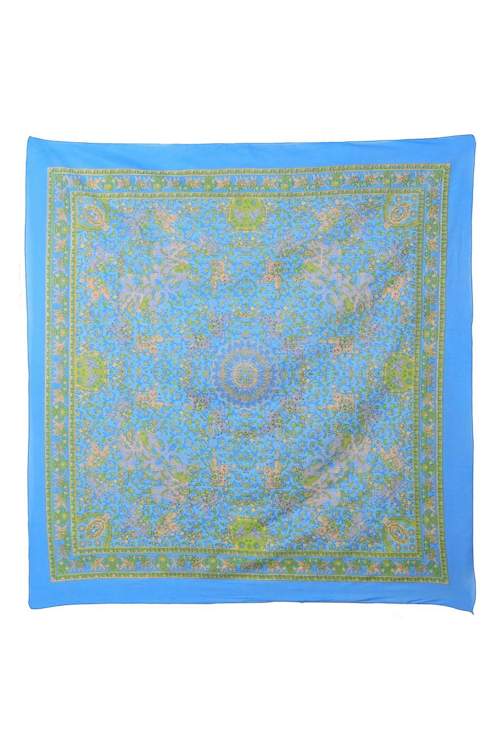 Turquoise Elephant Sheer Cotton Scarf 39x40 image