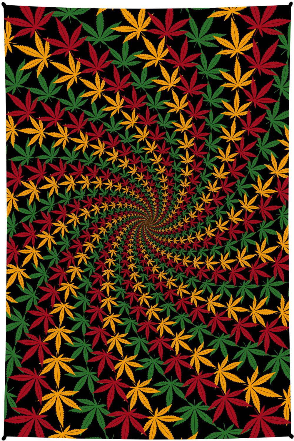 3D Rasta Leaf Spiral Mini Tapestry 30x45 - Art by Taylar McRee **SALE**
