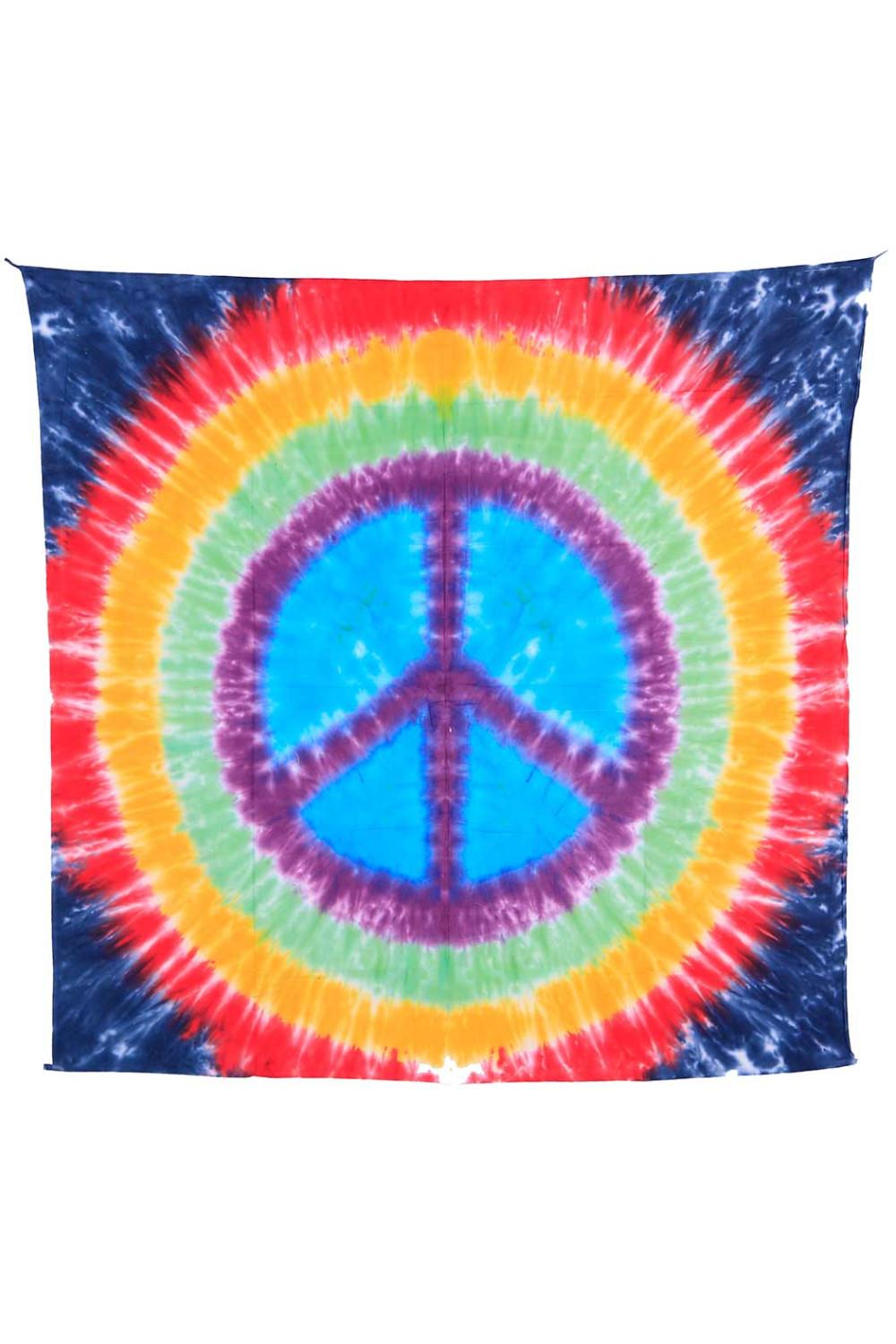 Rainbow Peace Sign Tie-Dye Tapestry 58x58 image