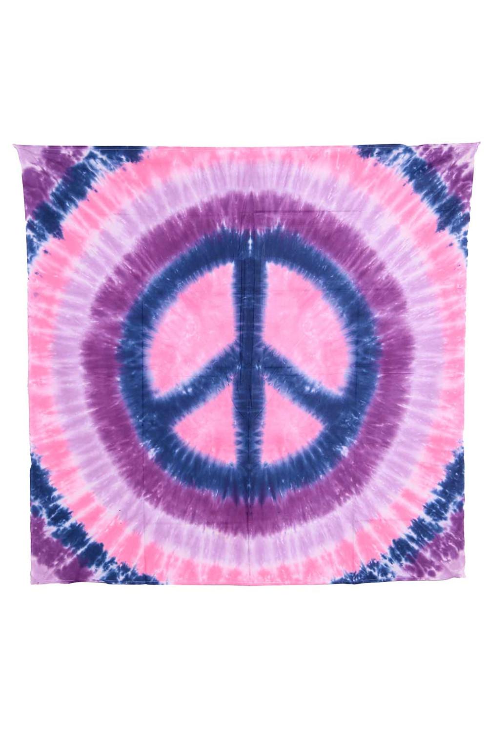 Purple & Pink Peace Sign Tie-Dye Tapestry 58x58 image