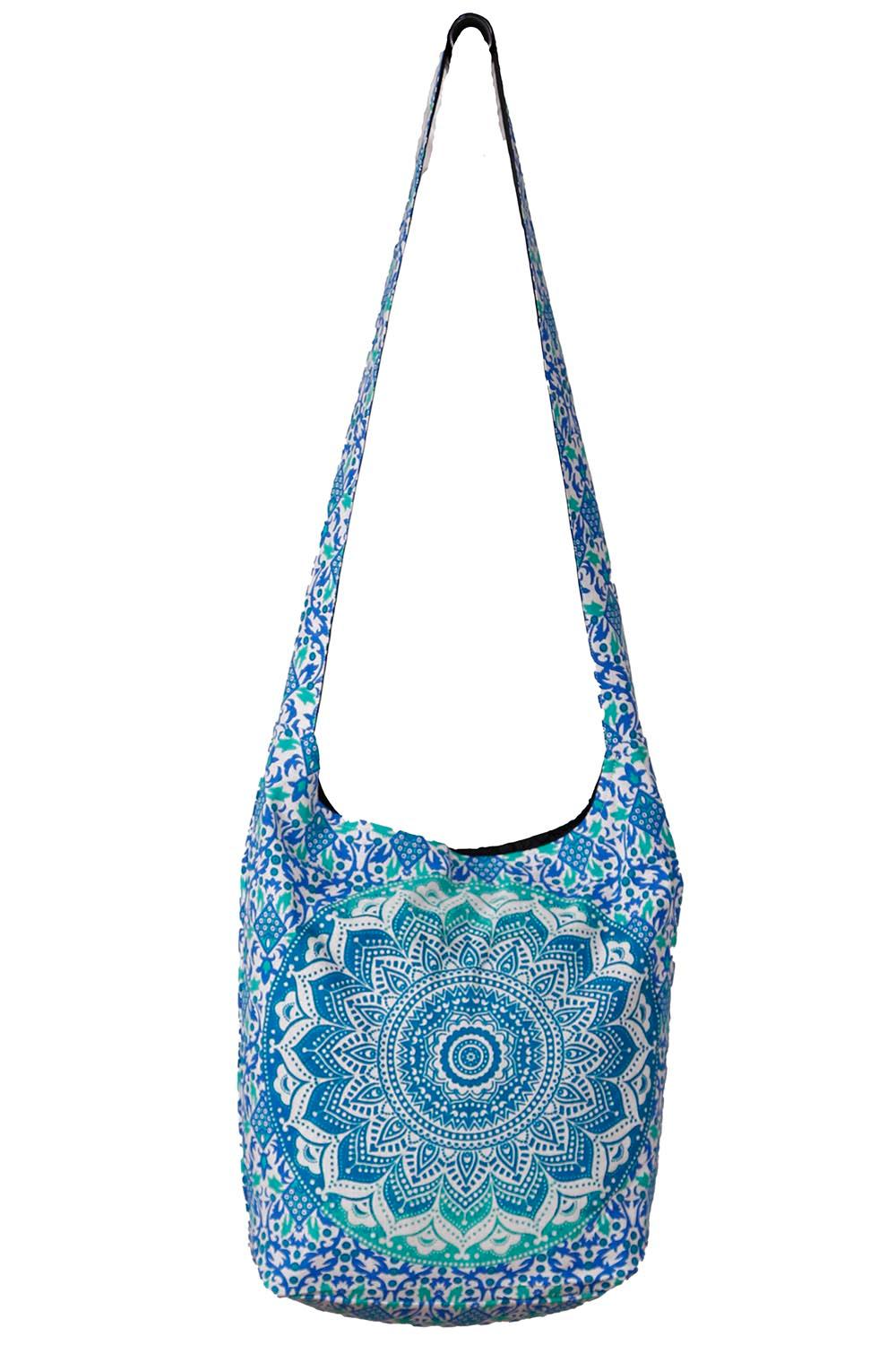 Mandala Zip Top Hobo Bag Blue/Teal image