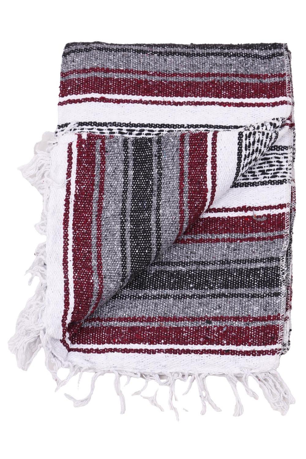 Mexican Falsa Blanket in Burgundy 51x78"