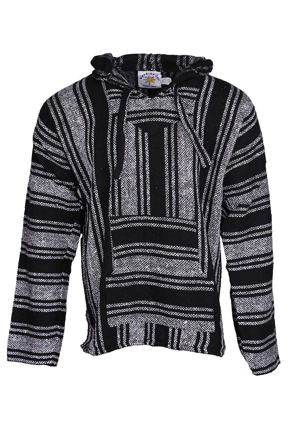 Baja Joy Pull Over Hoodie Black & White Stripes image