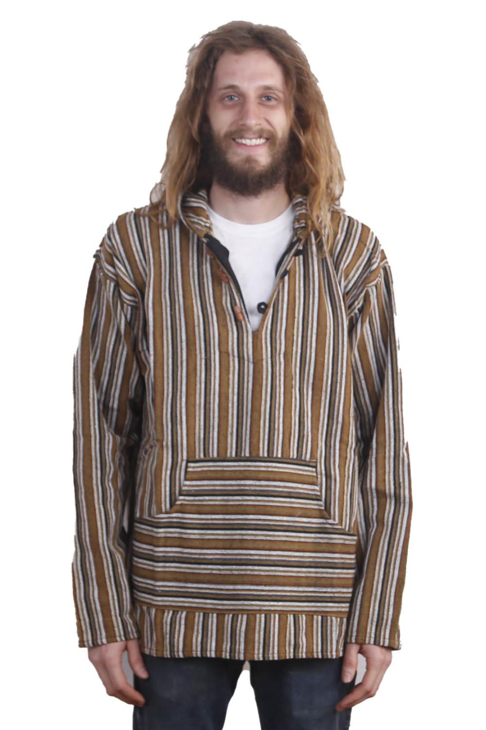 Woven Baja Style Hoodie Pullover Desert Stripe image