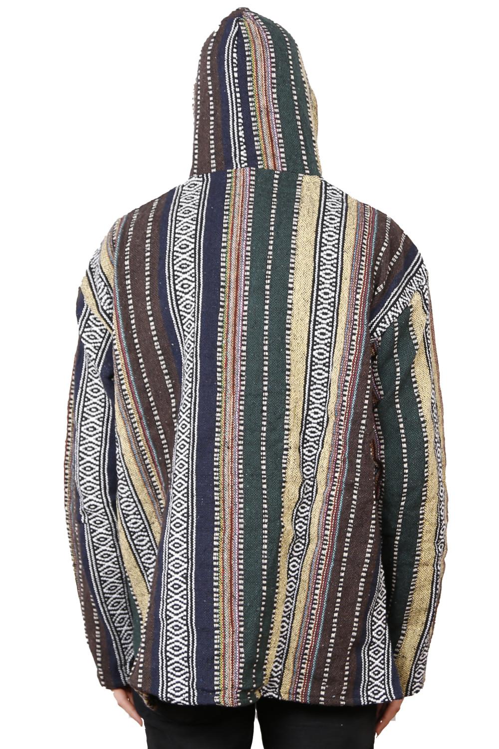 Woven Baja Style Hoodie Pullover Earth Stripe image