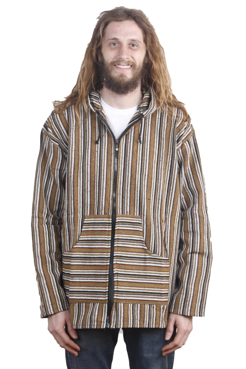 Woven Baja Style Hoodie Zip Up Desert Stripe image