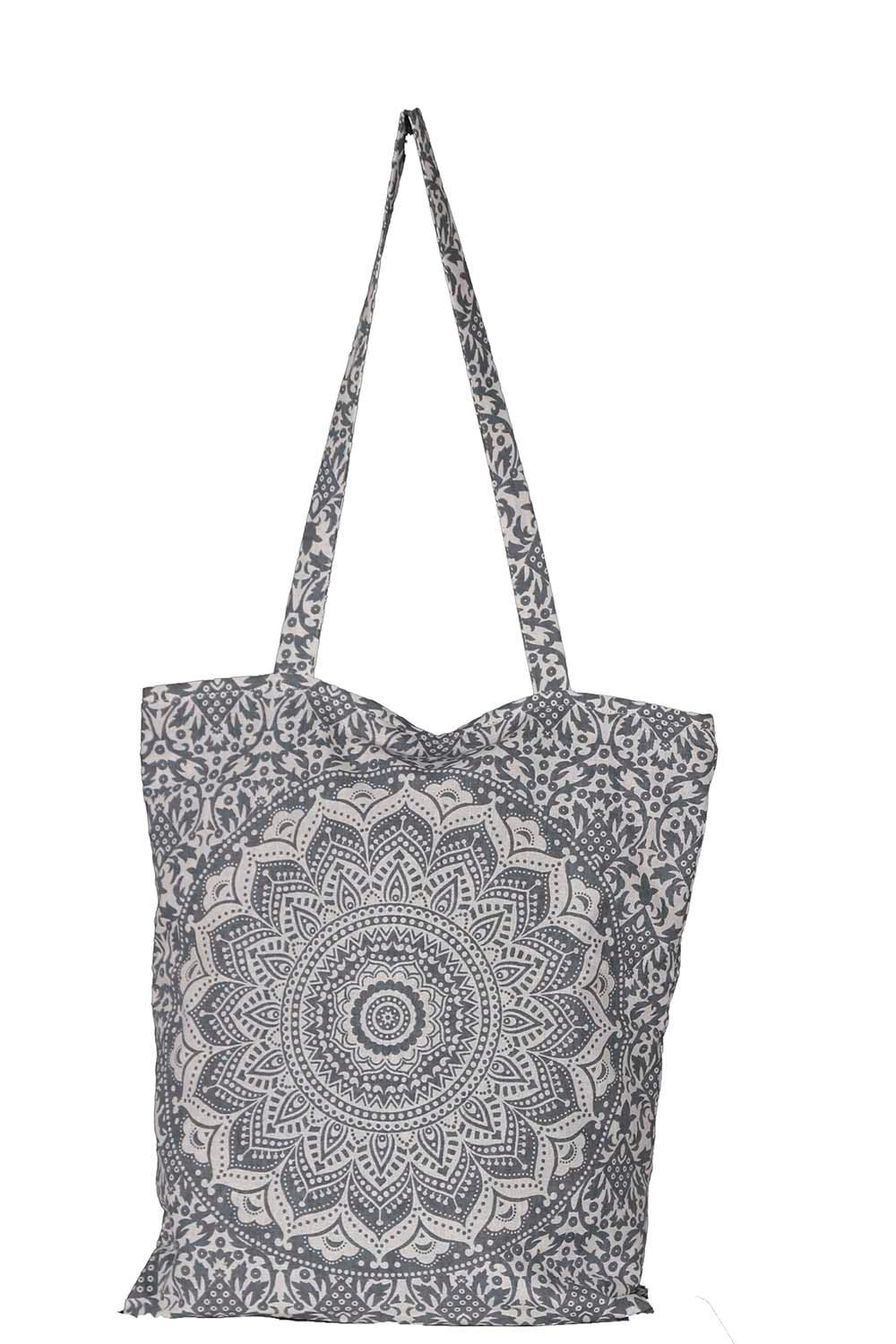 Mandala Zip Top Tote Bag Grey/White image
