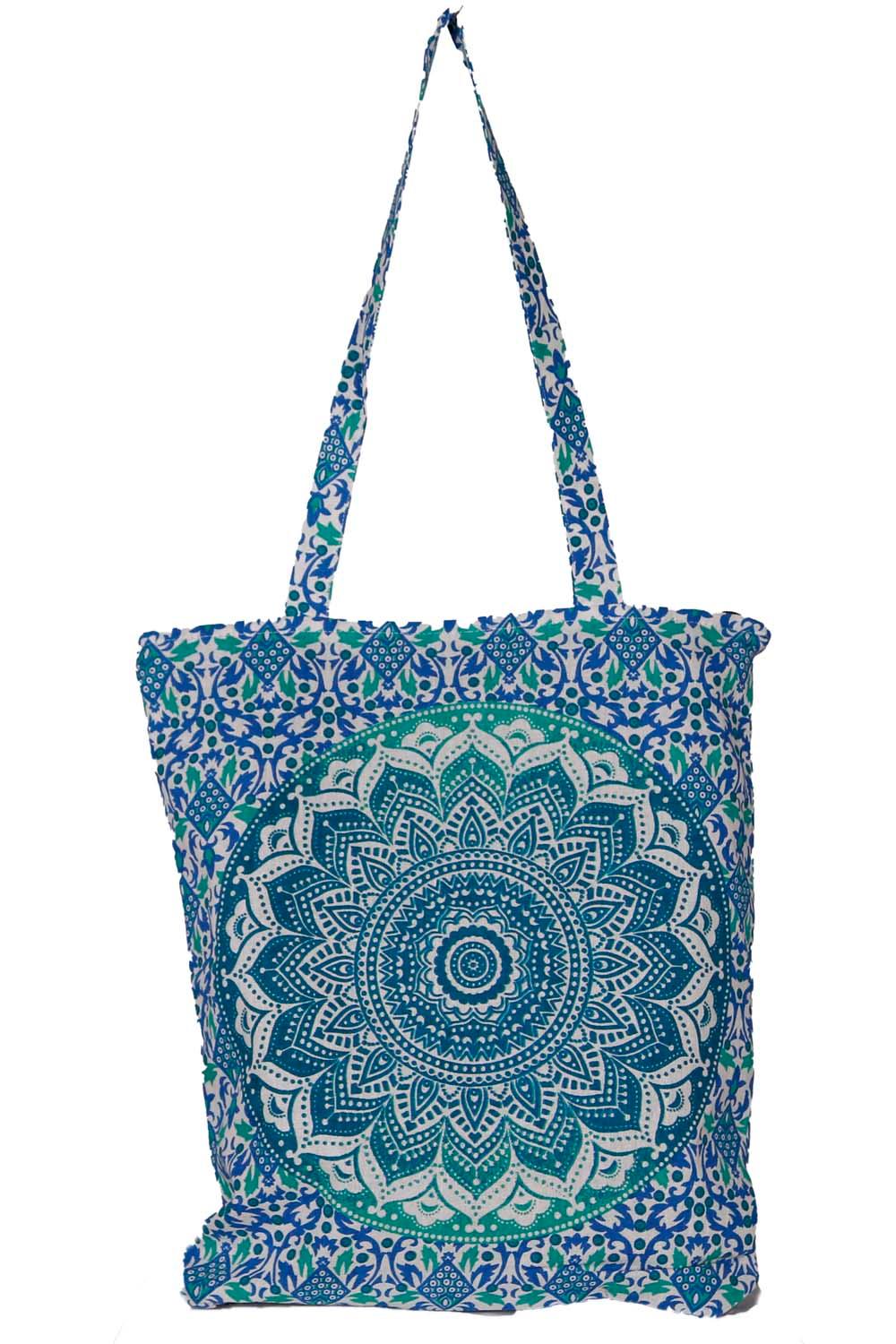 Mandala Zip Top Tote Bag Blue/Teal image