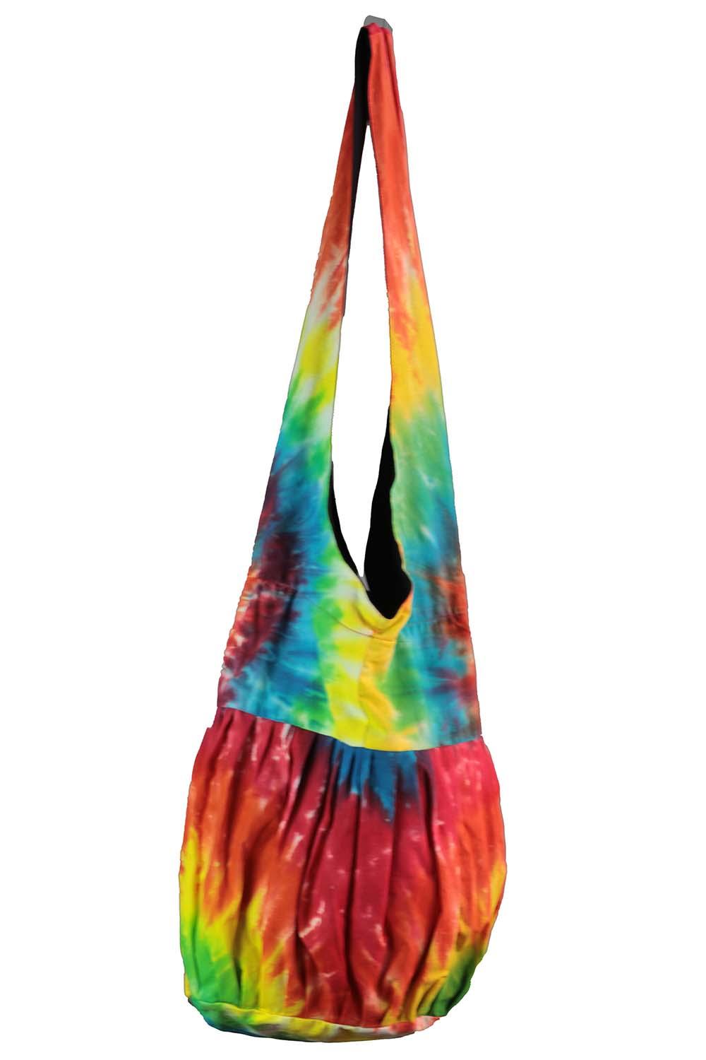 Rainbow Tie Dye Zip Top Hobo Shoulder Bag image