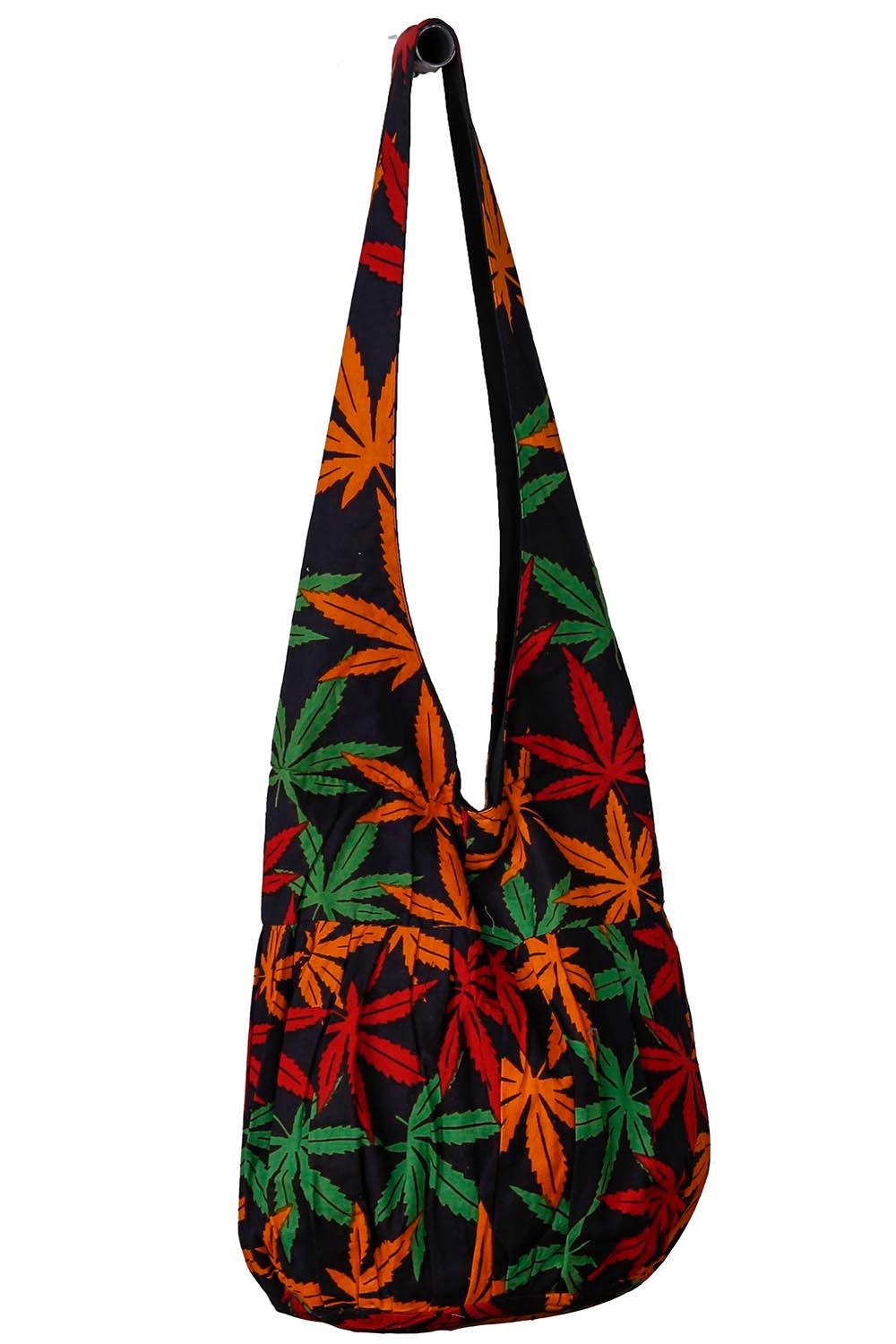 Rasta Leaf Spiral Zip Top Hobo Shoulder Bag image