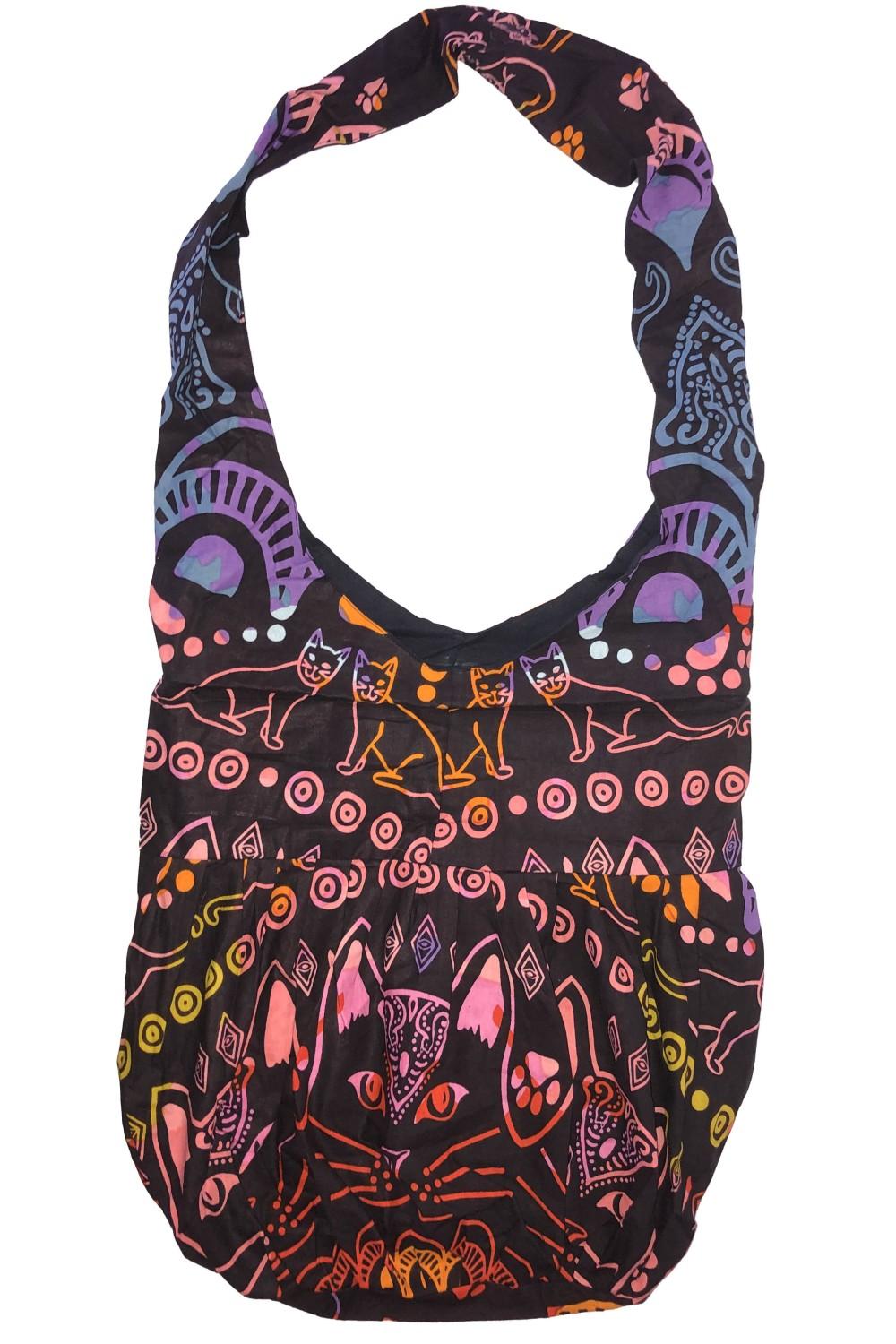 Colorful Cat Zip Top Hobo Shoulder Bag image