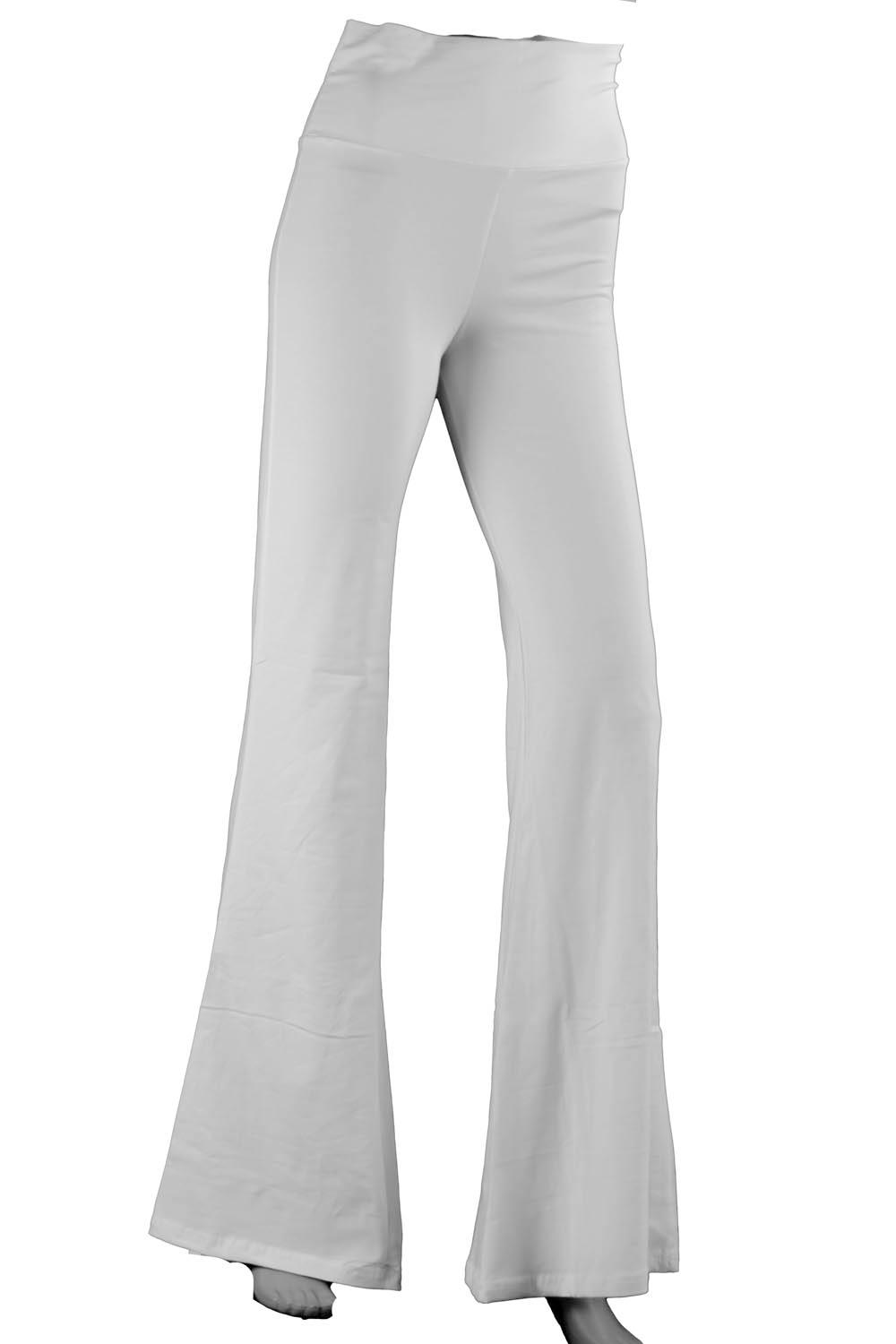Blank White Flared Yoga Pants for Tie-Dyeing Stretchy Cotton/Lycra Blend image