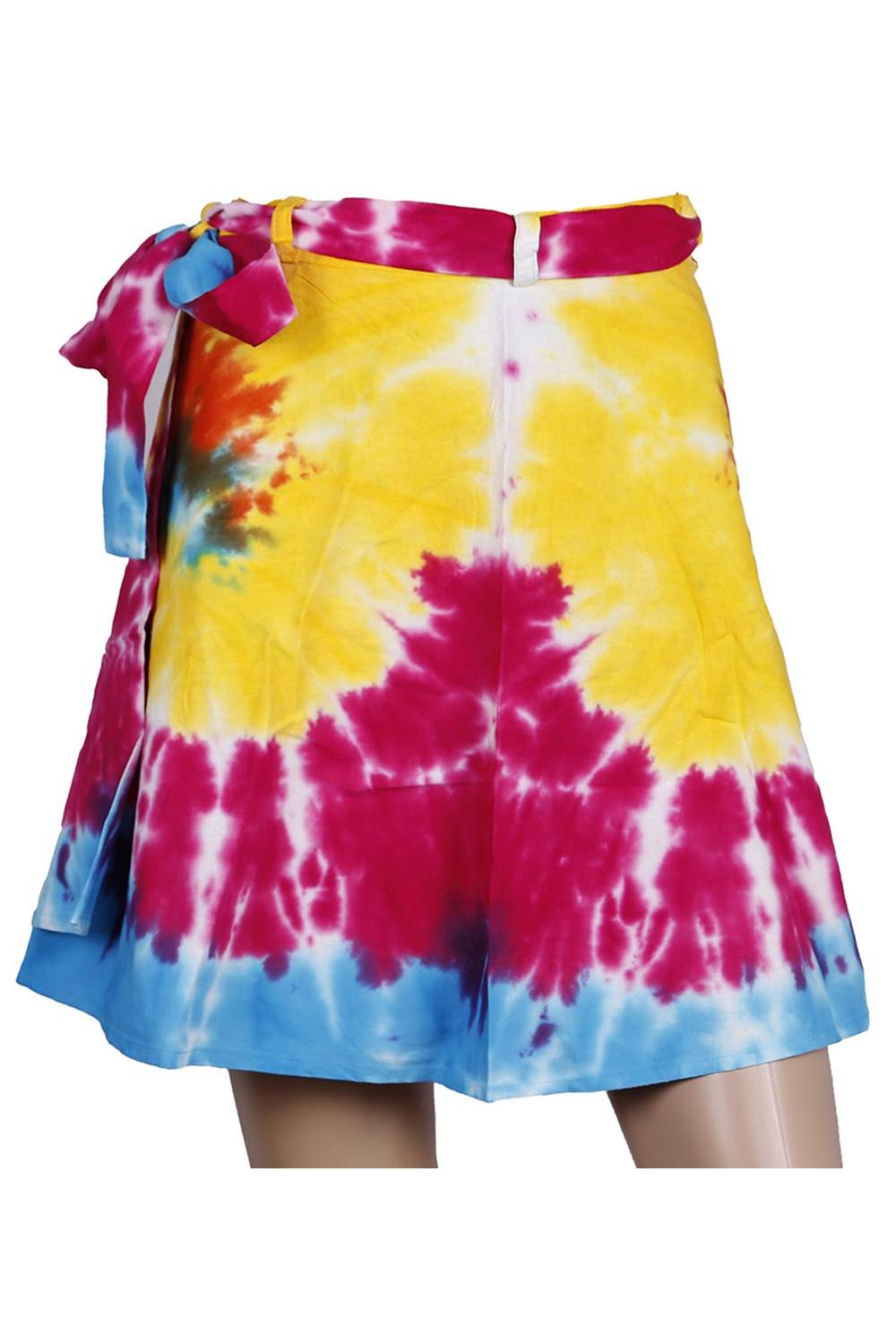 Rainbow Tie Dye Short Wrap Skirt with Zip Pocket image