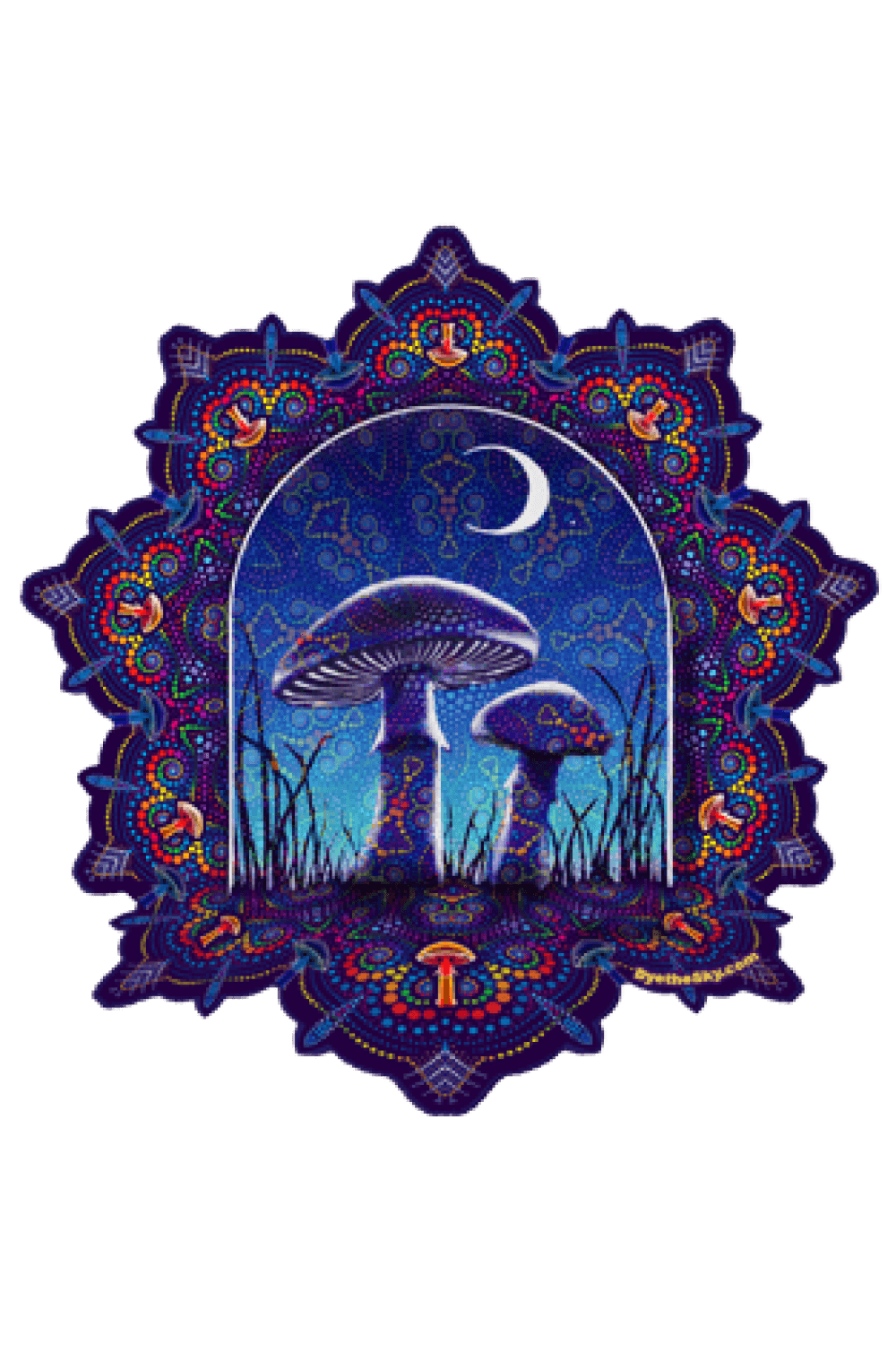 Mushroom Mandala Sticker 5.75" image