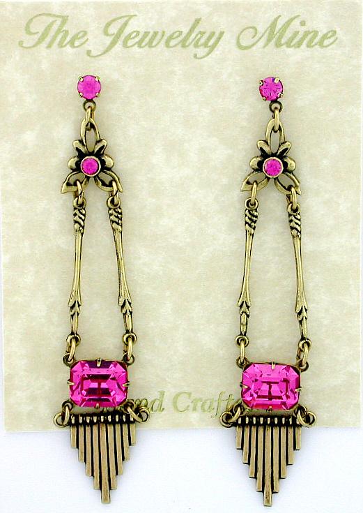 Victorian Style Chandelier Earrings - Pink