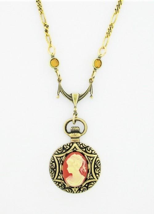 Victorian Style 14x10 Cameo Fob Necklace - Corn image