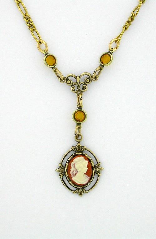 Victorian 10x8 Cameo Necklace - Cornelian image
