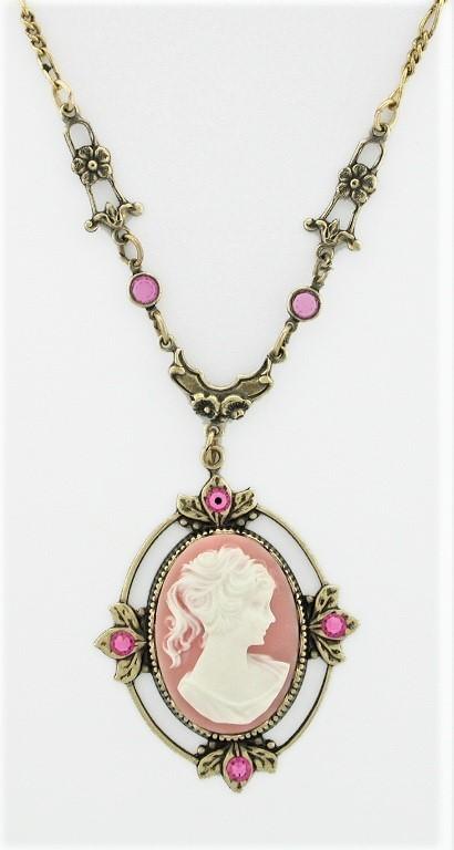 Victorian 25x18 Cameo Necklace - Pink image