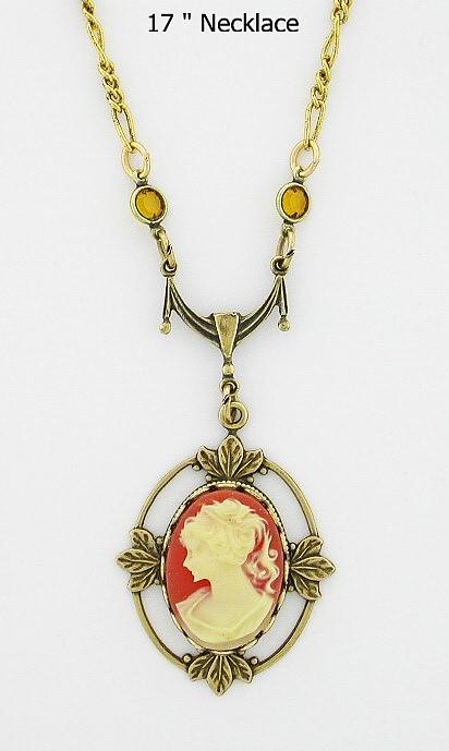Victorian Style 18x13 Corn Cameo Necklace image