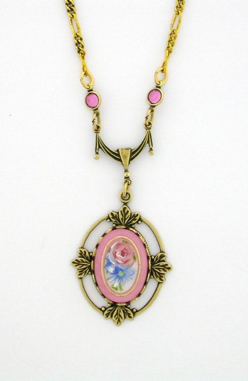 1928 Victorian Style 18x13 Necklace - Pink Lalique