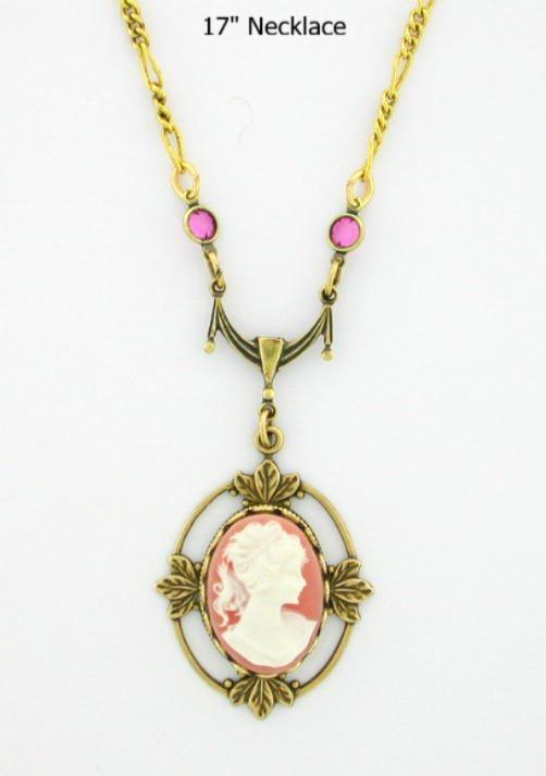 Victorian Style 18x13 Pink Cameo Necklace image