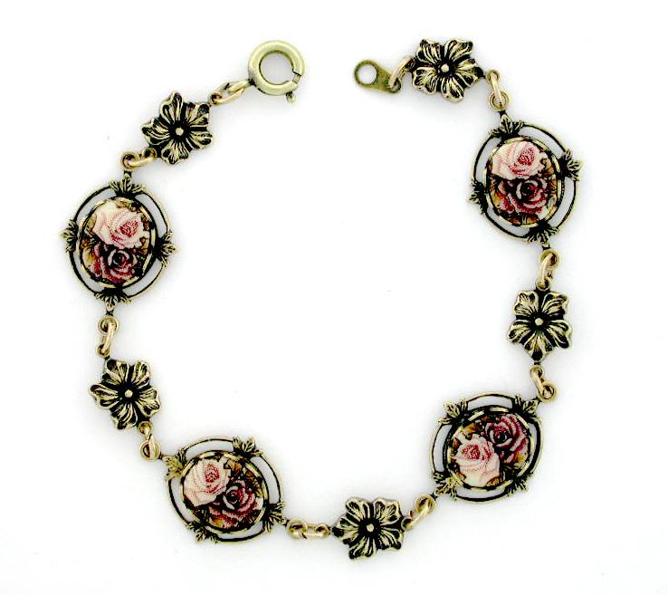 1928 Reproduction Victorian Style Bracelet - 2 Roses