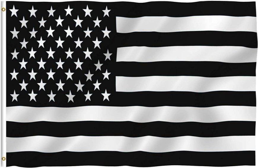 3'x5' Black & White American Flag image