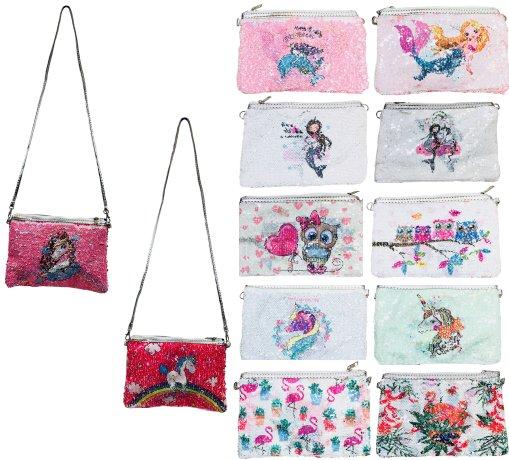 9.5"x6.25" Reversible Sequin Printed Clutch Purse with Strap image