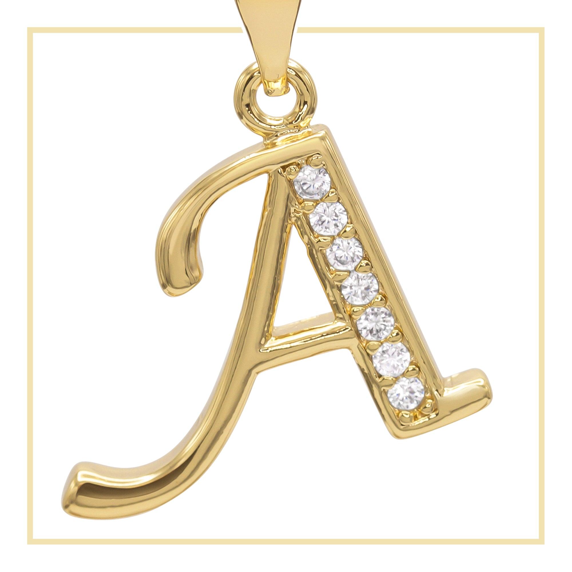 A-Z Initial Letter Cubic Zirconia 14K Gold Filled Pendant image