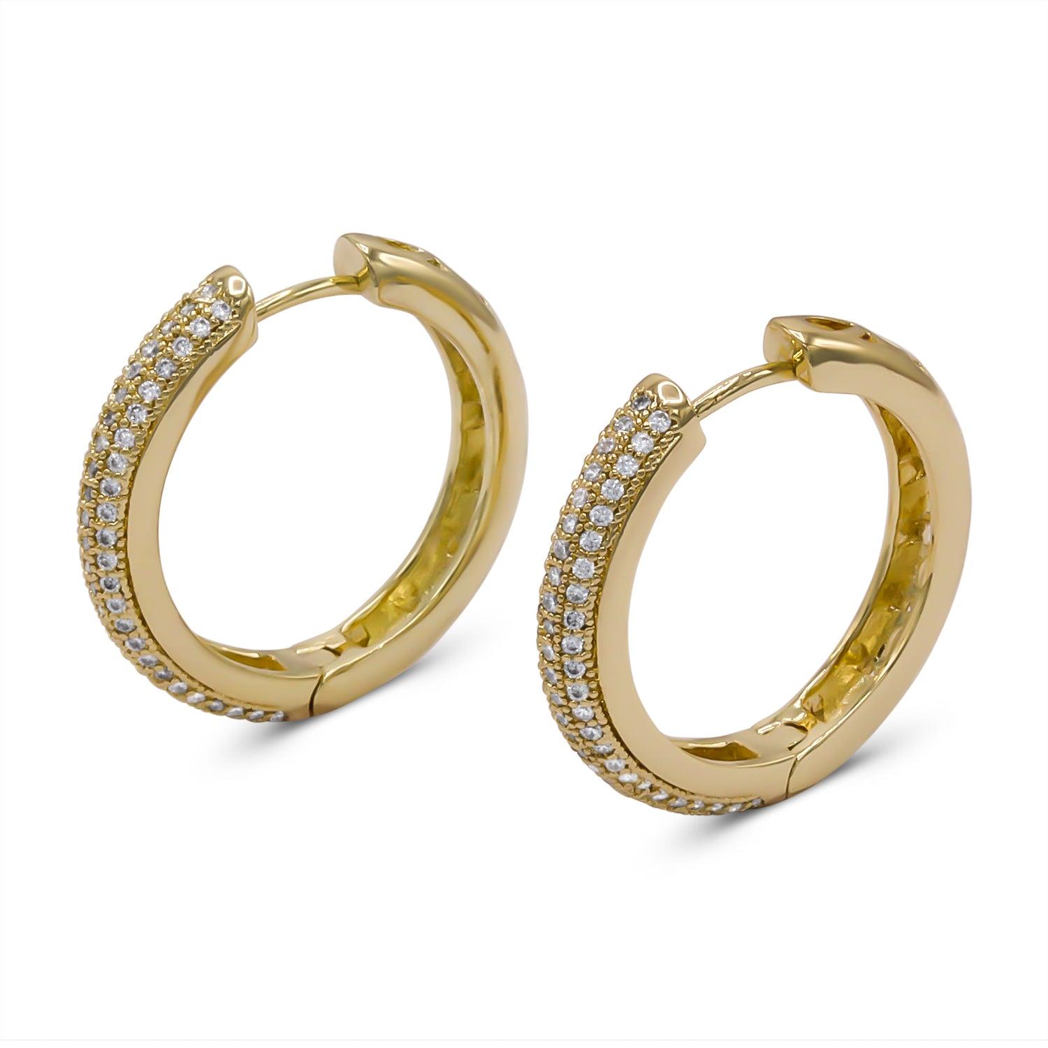 14K Gold-Plated Cubic Zirconia Huggie Hoop Earrings 4.7 mm Wholesale Women Jewelry