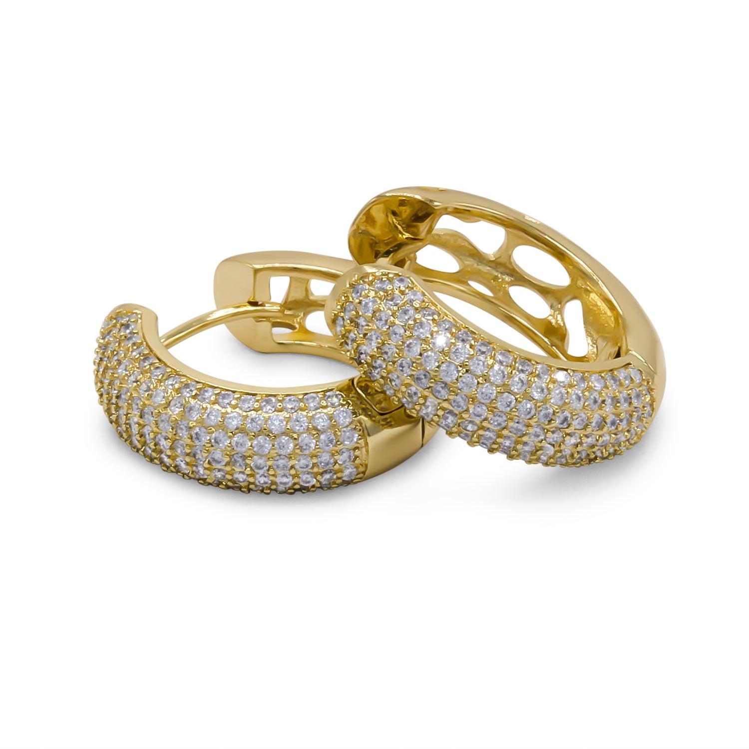 14K Gold-Plated Cubic Zirconia Huggie Hoop Earrings 7.1 mm Wholesale Women Jewelry