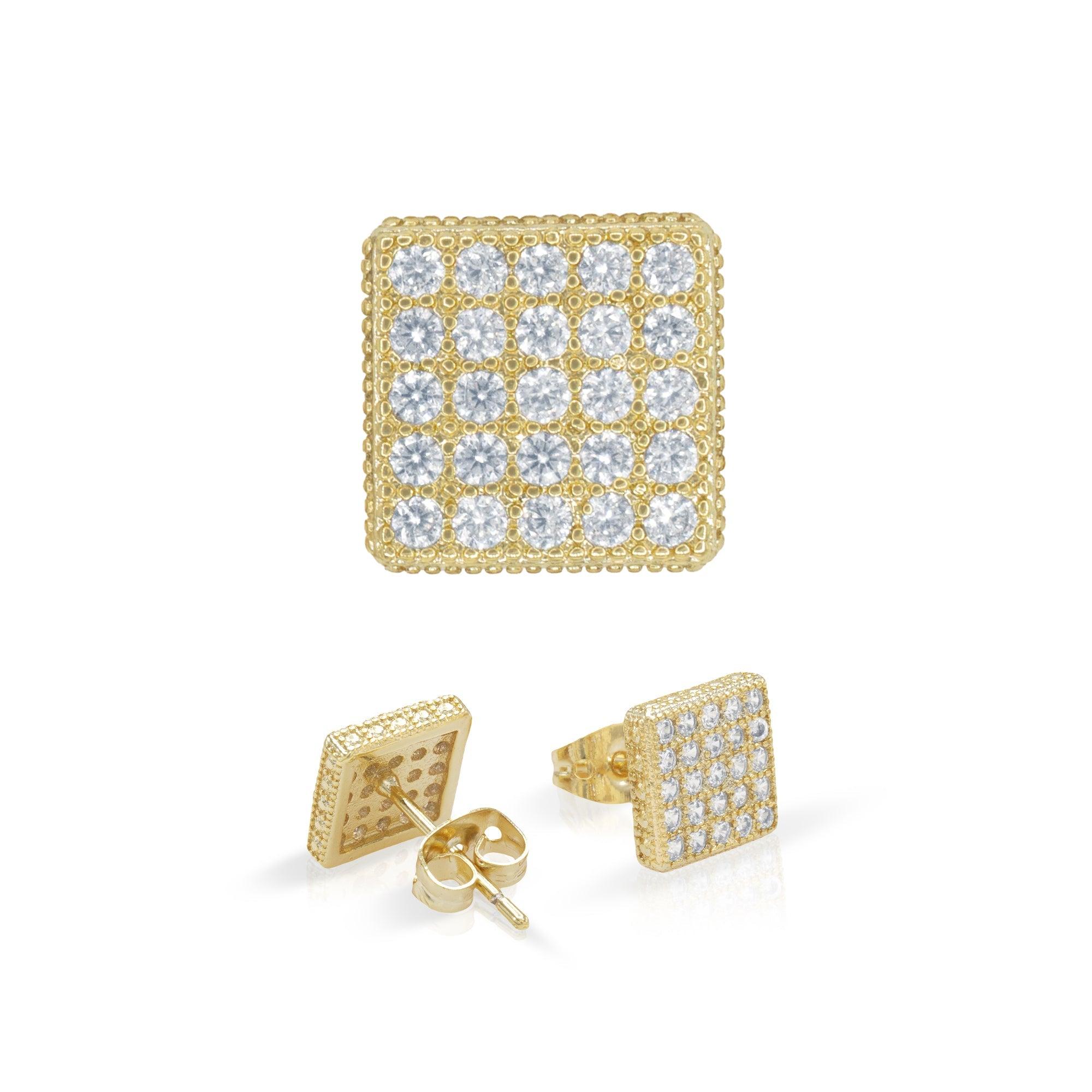 Square 17 CZ Hip Hop 14K Gold Filled Studs image