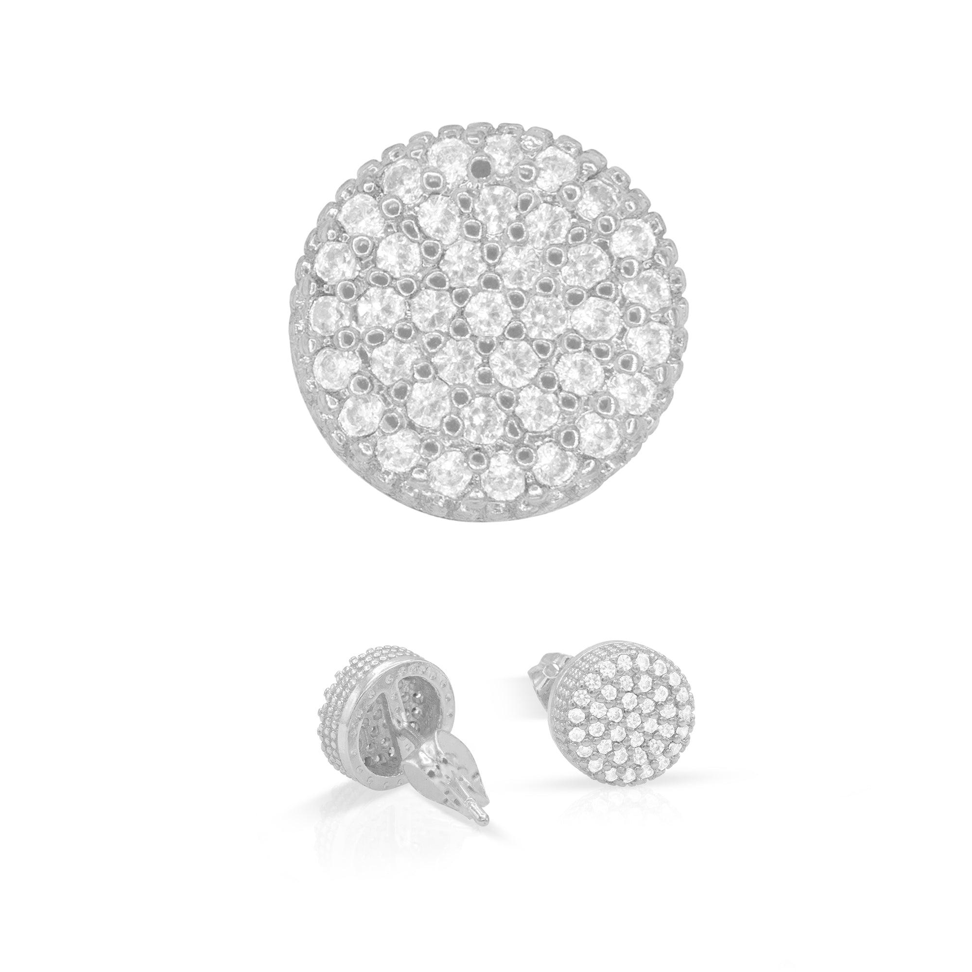 14K Gold Silver Filled Cubic Zirconia Round 4 Hip Hop Studs Earrings Wholesale Women Men Jewelry image