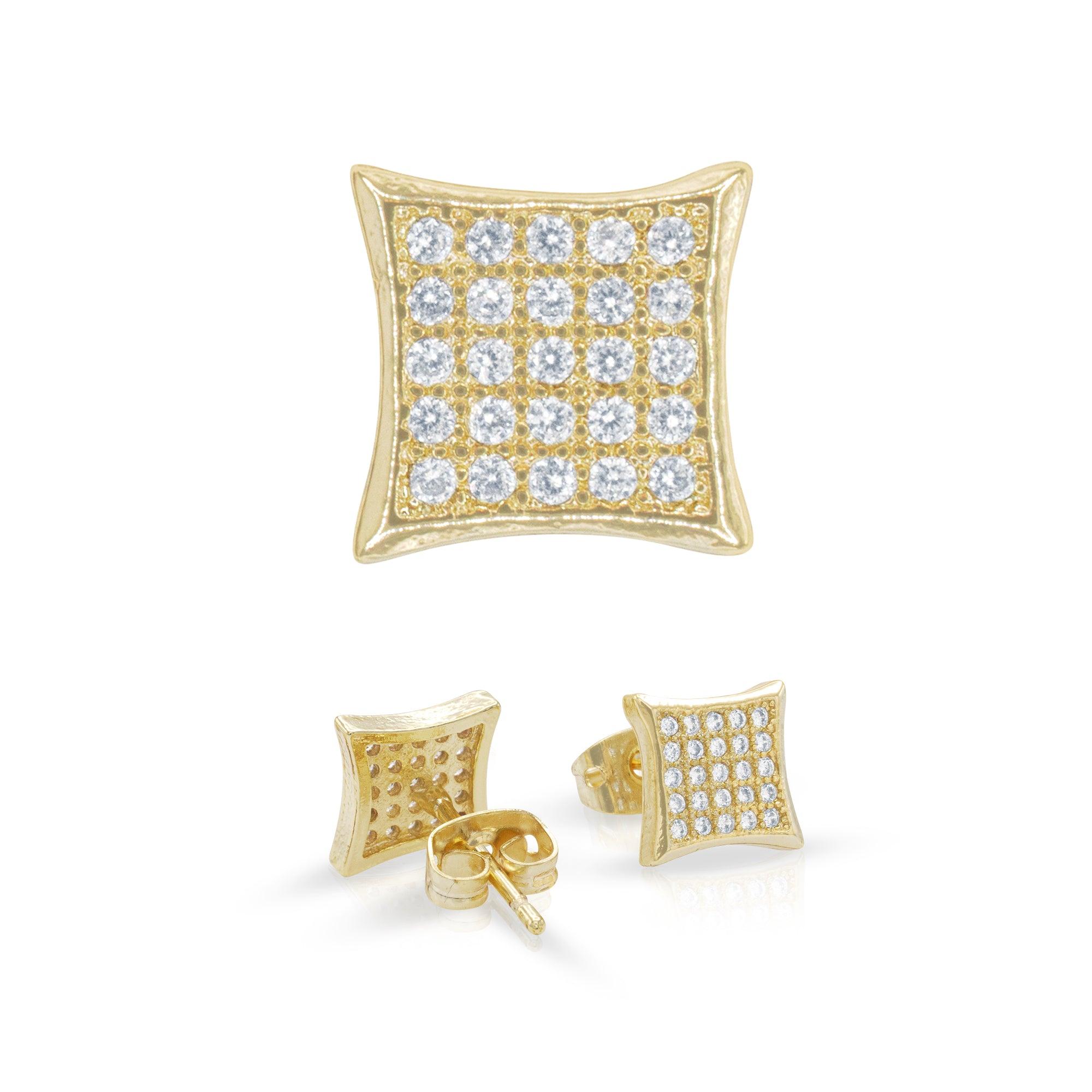 Square 15 CZ Hip Hop 14K Gold Filled Studs image