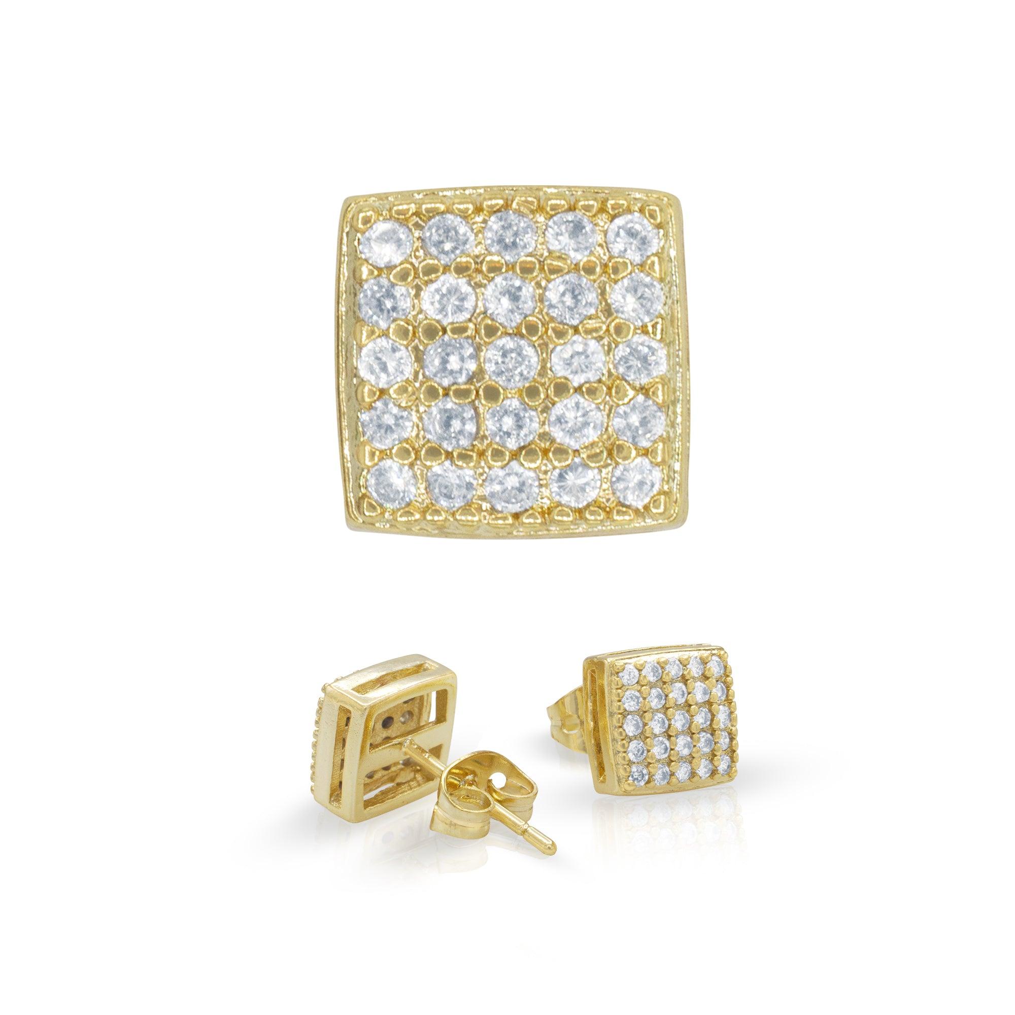 Square 16 CZ Hip Hop 14K Gold Filled Studs image