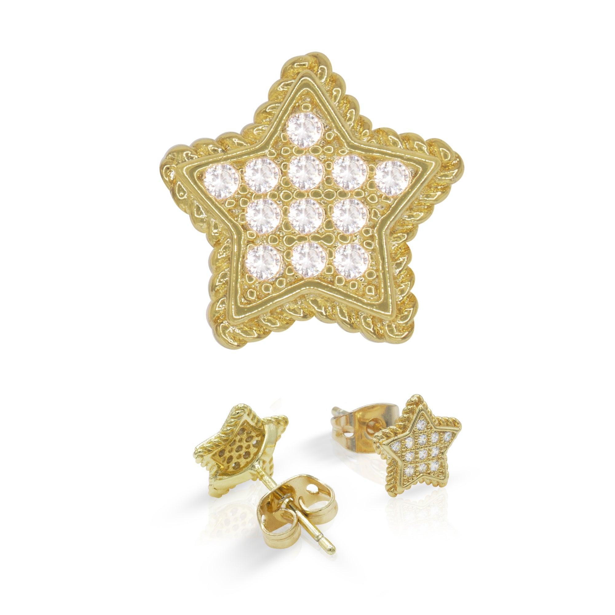 Star 14K Gold Filled CZ Hip Hop Studs