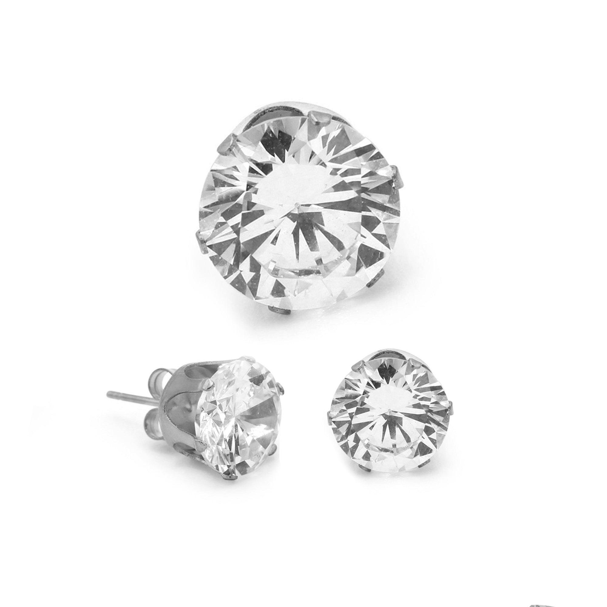 Round Silver Cubic Zirconia Studs image