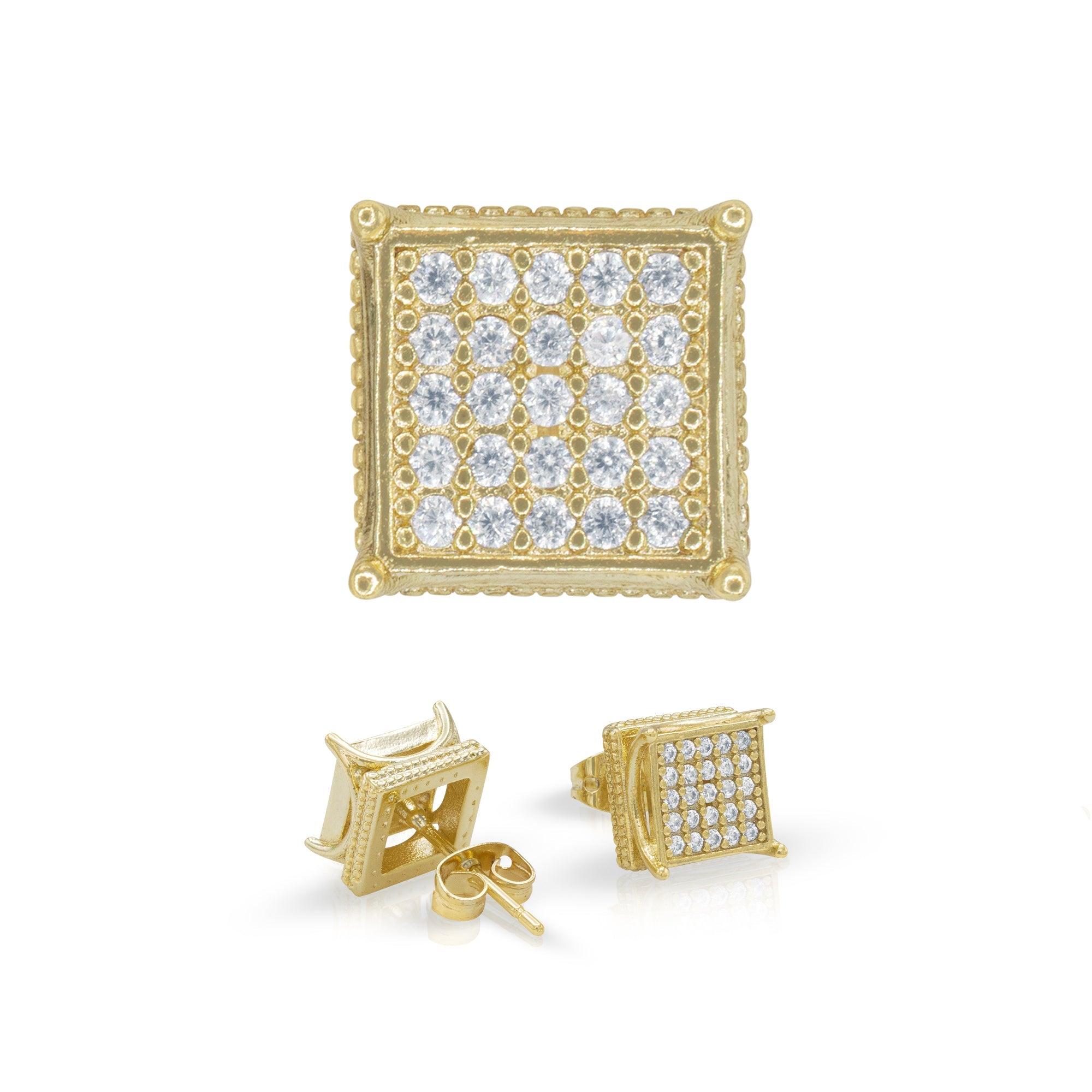 Square 19 CZ Hip Hop 14K Gold Filled Studs image