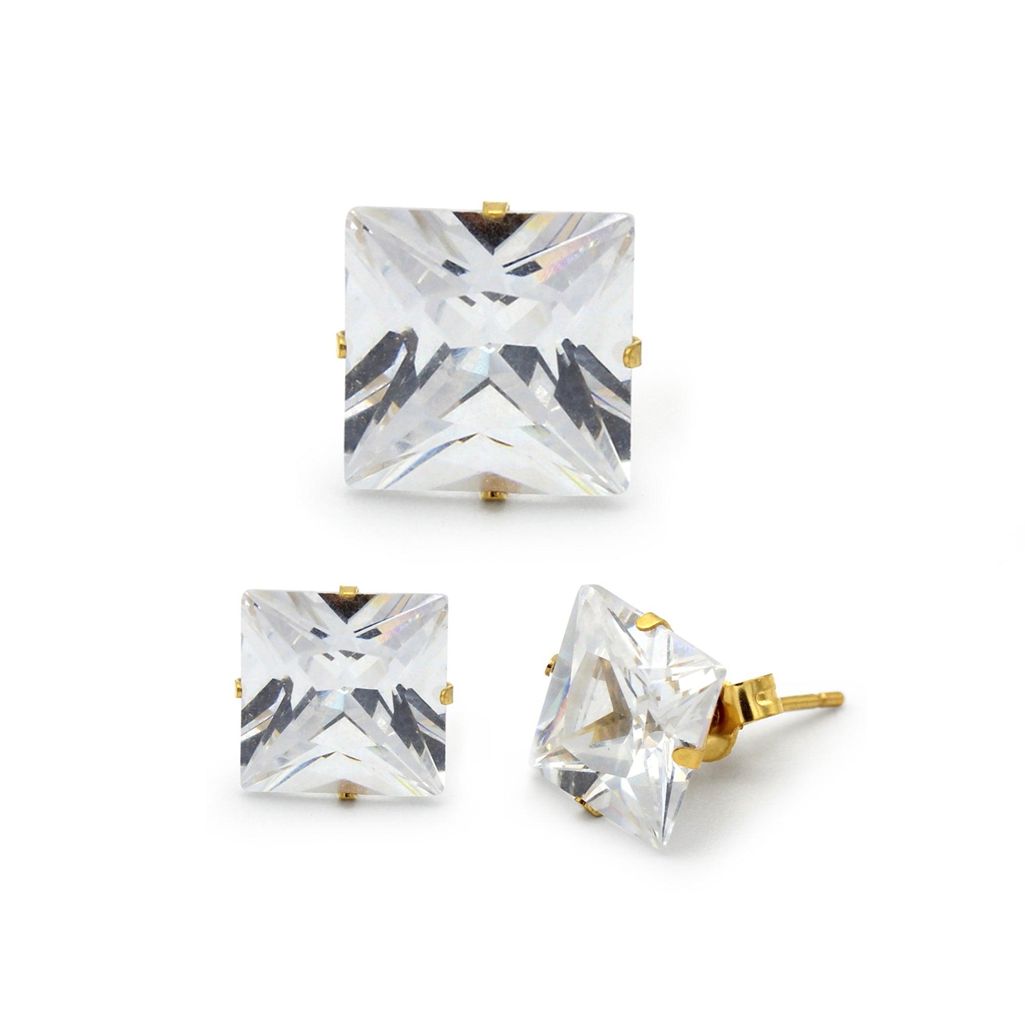Square Gold Cubic Zirconia Studs image