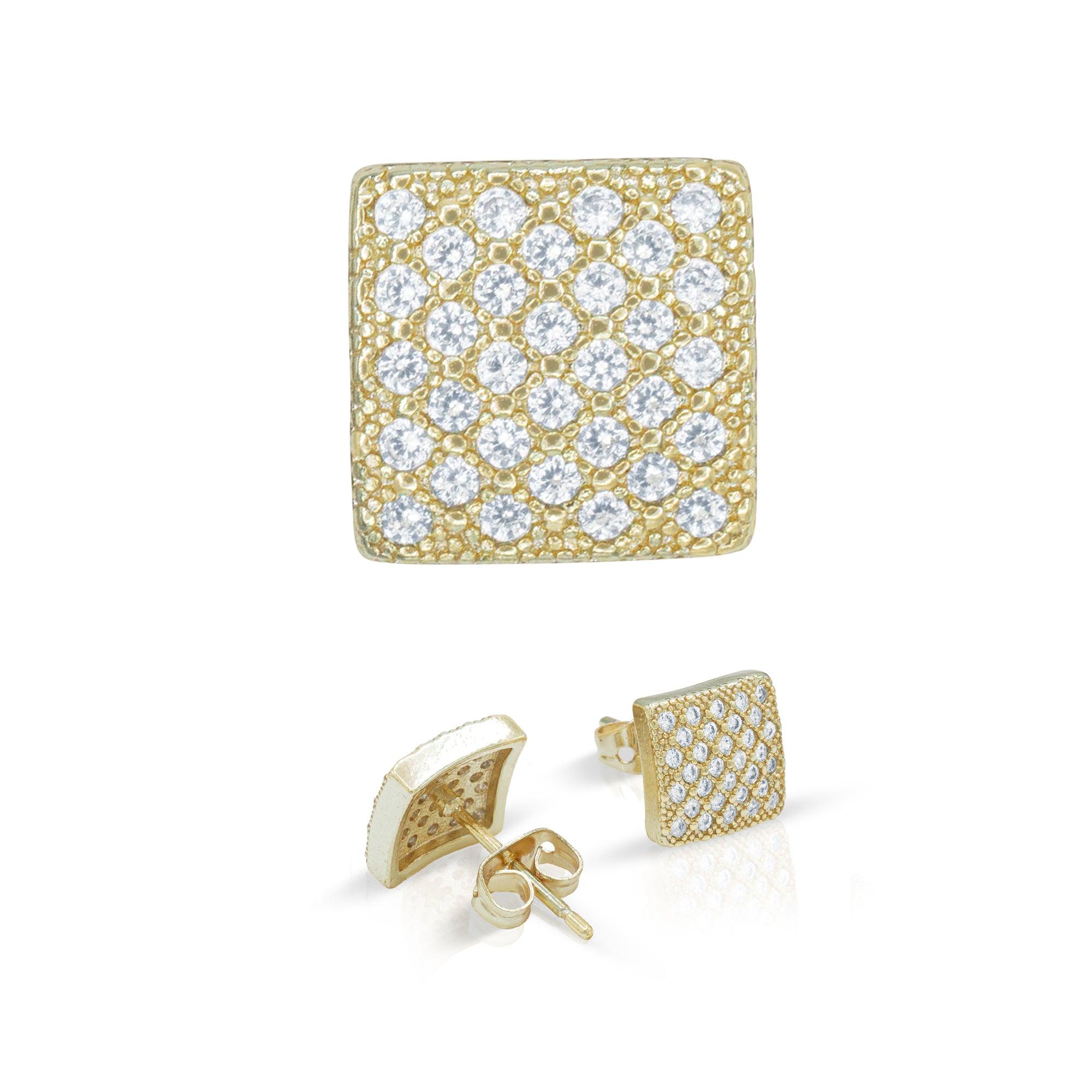 Square 14 CZ Hip Hop 14K Gold Filled Studs image