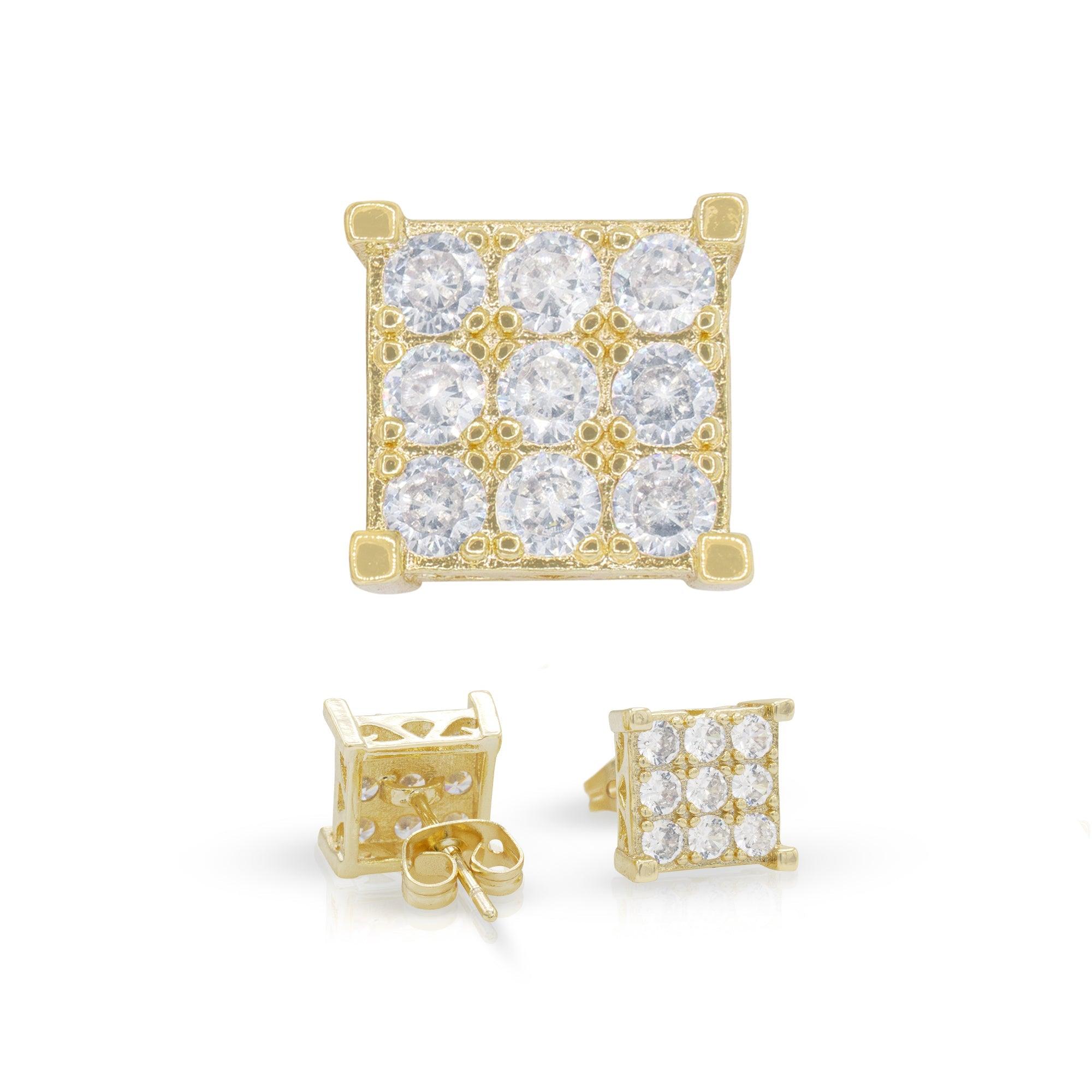 Square 13 CZ Hip Hop 14K Gold Filled Studs image