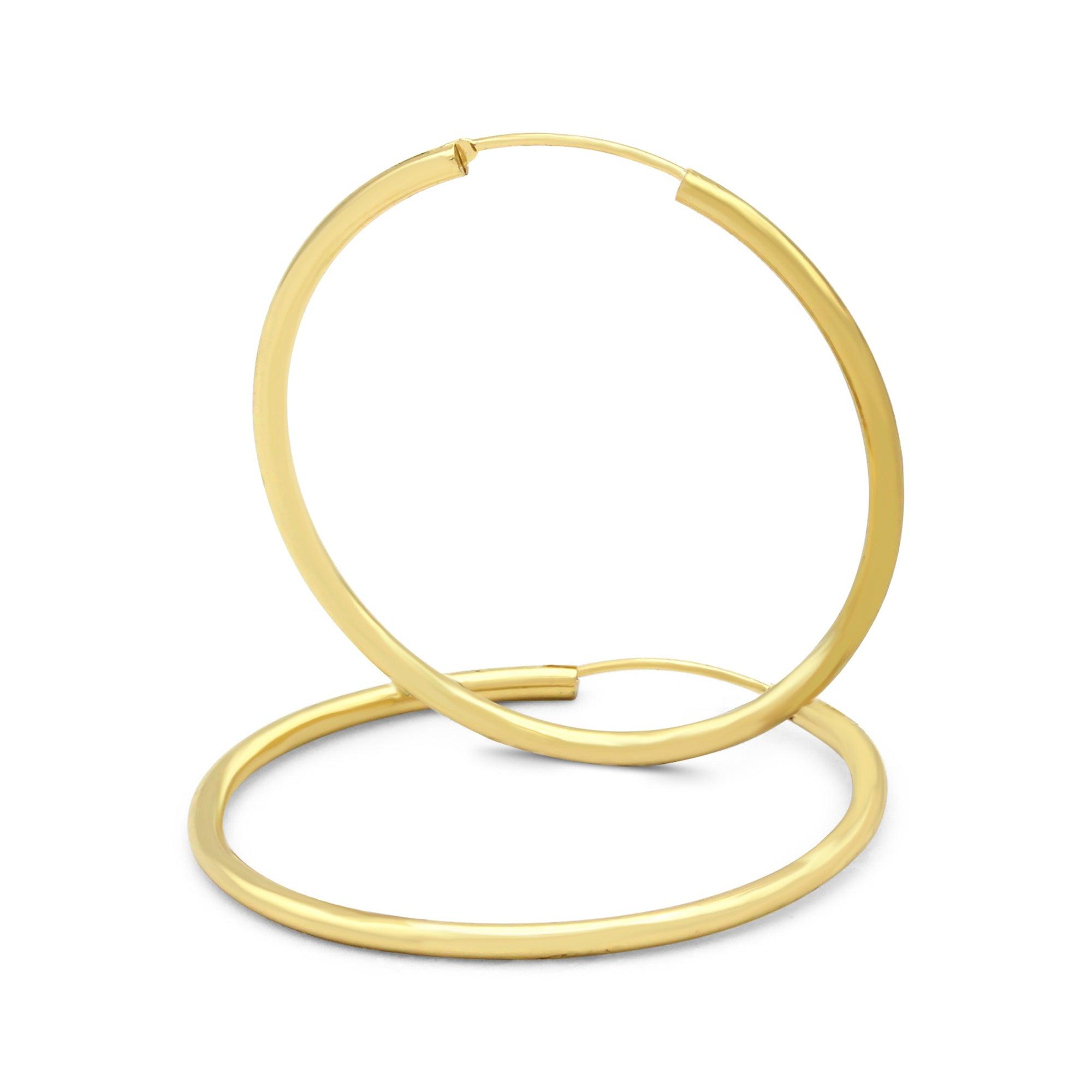 14K Gold Plated Hoop Earrings 2 mm 25 - 70 mm Wholesale Women Jewelry image