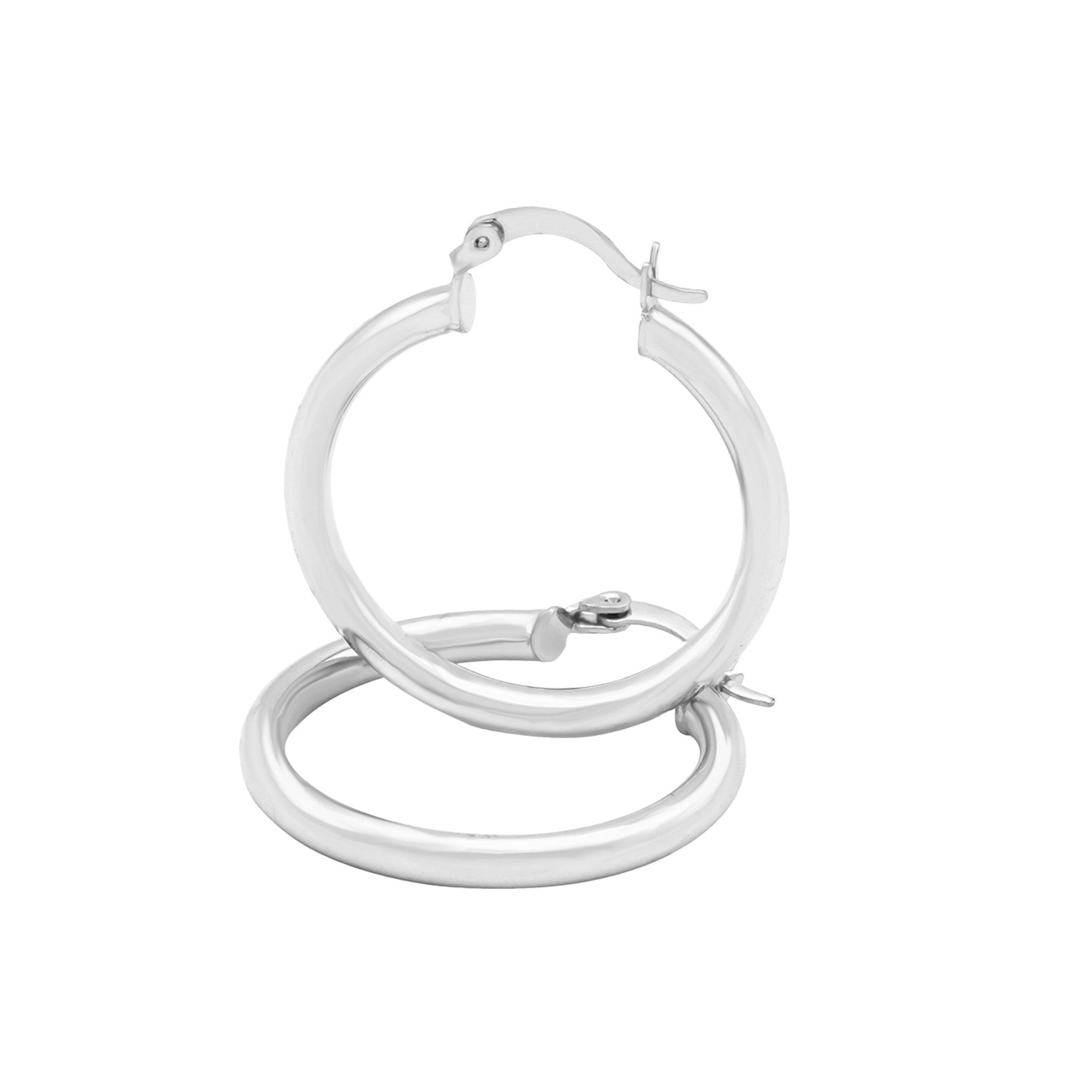 Silver Hoop Earrings 3 mm 25 - 70 mm Wholesale Women Jewelry image