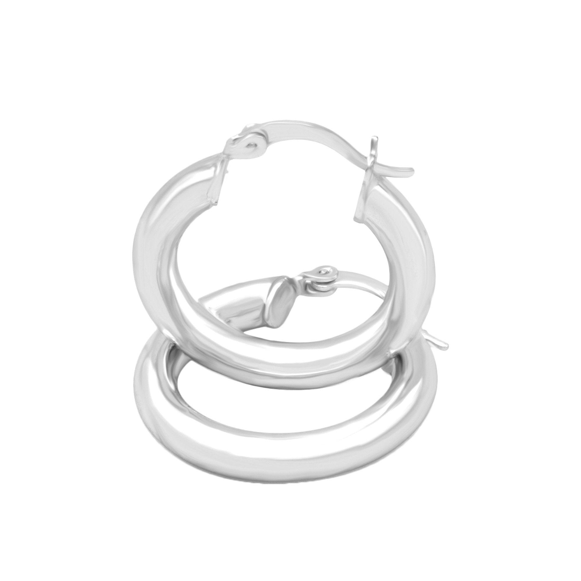 Silver Hoop Earrings 4 mm 25 - 80 mm Wholesale Women Jewelry image