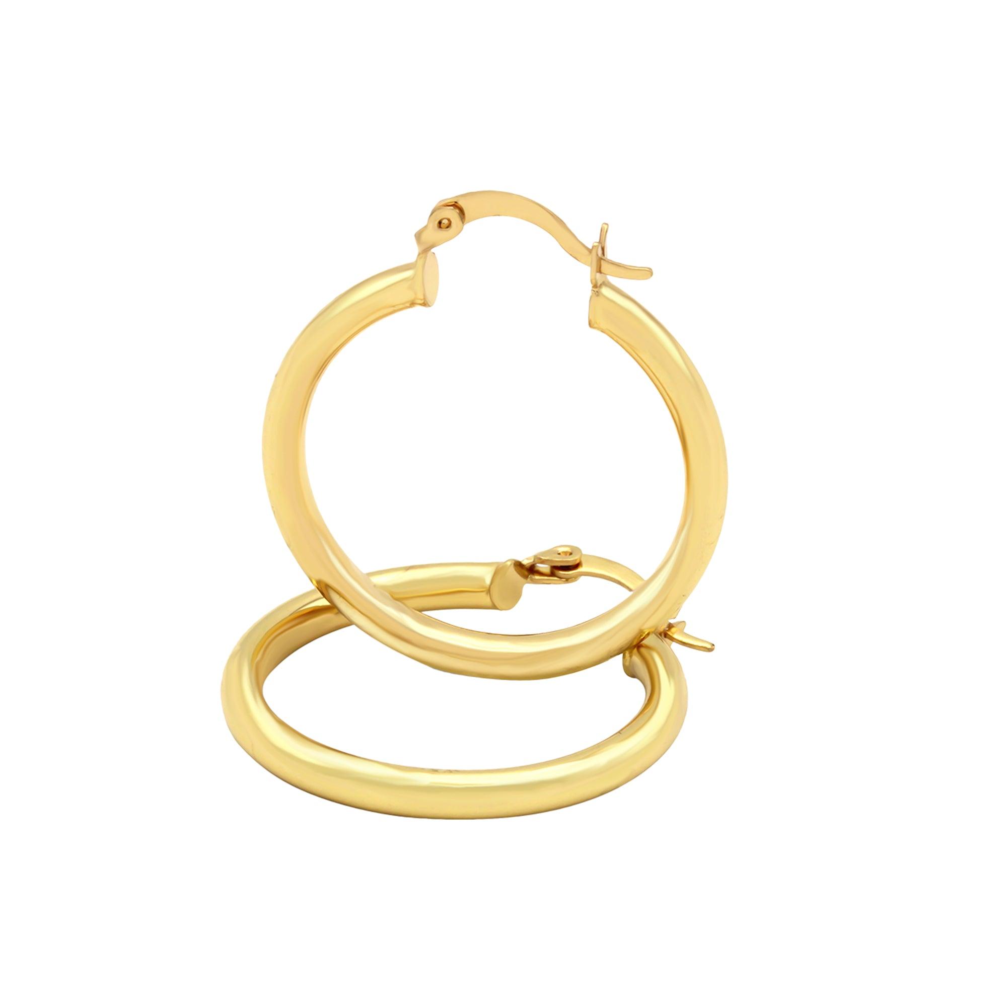 14K Gold Plated Hoop Earrings 3 mm 25 - 70 mm Wholesale Women Jewelry image