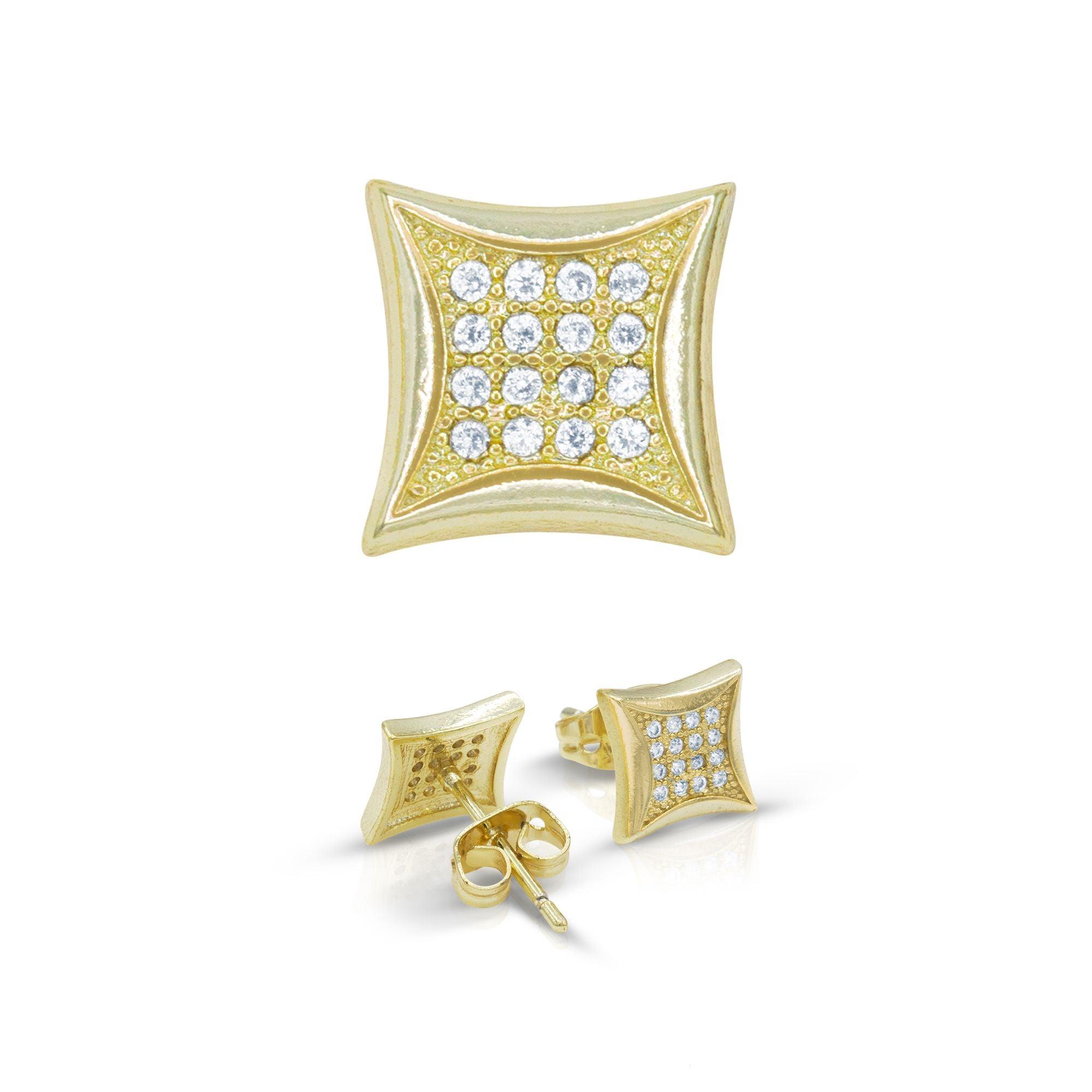 14K Gold Silver Filled Cubic Zirconia Square 5 Hip Hop Studs Earrings Wholesale Women Men Jewelry image