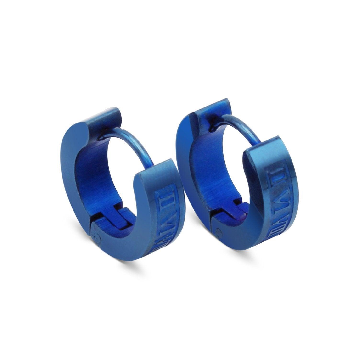 Stainless Steel Huggie Hoop Earrings with Roman Numeral Design Wholesale Jewelry image