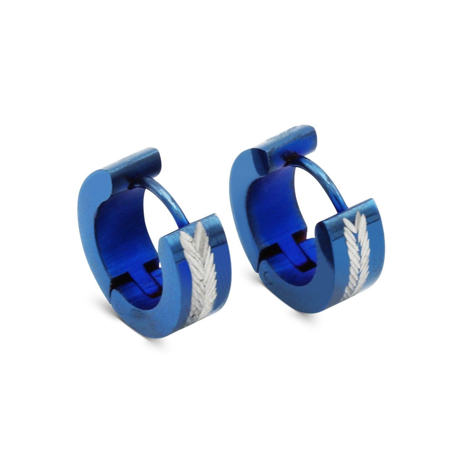 Stainless Steel Huggie Hoop Earrings Blue Designs Wholesale Jewelry image